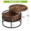 Lift Top Round Coffee Table with Storage Compartment, Living Room, Brown
