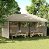 Foldable Party Tent - with 3 Sidewalls Taupe A0F4