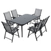 Large 1.5M Black Garden Table Rectangle Home Outdoor Dining Table & Parasol Hole