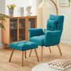 Blue Lazy Chair with Footstool Relax Lounge Chair Accent Armchair Sofa Chair