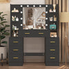 7 Drawers Makeup Vanity Set Large LED Lighted Mirror Dressing Table Dresser Desk