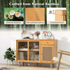 Kitchen Buffet Sideboard Storage Cabinet Cupboard w/ Tempered Glass Sliding Door