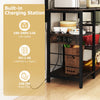 Coffee Bar Station Kitchen Bakers Rack with Power Outlet-Brown