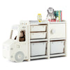 Kids Toy Storage Organizer Truck-shaped Toddler Storage Cabinet w/2 Bins