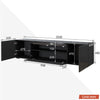 200cm High Gloss Black TV Stand Cabinet Unit Living Room Furniture with RGB LED