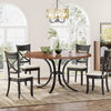 Round Dining Table for 4-6 People, 120cm Farmhouse Kitchen Table Rustic Brown