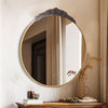 32" Large Ornate Glam Round Wall Mirror Baroque Embossed Framed Vanity Mirror