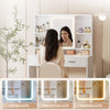 LED Light Dressing Table with 2 Drawers and 4 Open Shelves Vanity Table