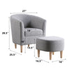 Single Sofa Seat Fabric Upholstered Bucket Back Chair Accent Armchair W/ Ottoman