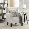 Chesterfield Linen Fabric Wing Back Chair QueenStyle Armchair Seat Backrest Sofa