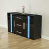 Modern Cabinet Sideboard Buffet Cupboards 3 Drawers 2 Doors with RGB LED Lights