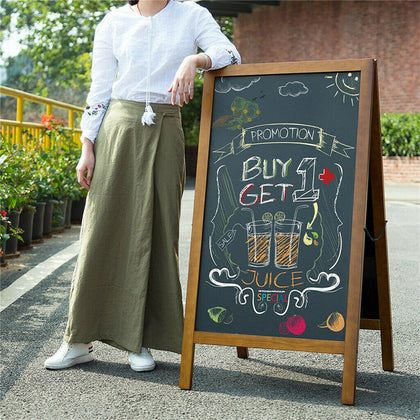 100cm Wood A-Frame Blackboard Chalkboard Cafe Bar Pub Promotion Sign Board