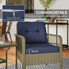 3 Pieces Rattan Bistro Set with Tempered Glass Table Charcoal Grey