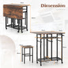 3 Piece Dining Table Set Extendable Kitchen Table Rolling Dining Room Table Set