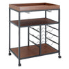 Industrial Glass Drinks Trolley Rustic Shelf Metal Cart Kitchen Serving Table UK