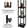 Floor Lamp with Storage Shelf Standing Light Linen Shade Bedroom Livingroom Wood