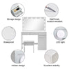 Large White Dressing Table Set with LED Lights Mirror and Makeup Cushioned Stool
