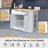 Kitchen Island Storage Cupboard W/Drop Leaf Countertop Side Racks 2-Door Cabinet