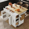 Kitchen Island Rolling Cart with Drop Leaf Top, Storage Drawers & Storage Space