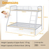 Single Top & Double Bottom Bunks with Safety Guardrail 198 x 141 x 160 cm-White