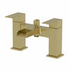 Bath Shower Mixer Waterfall Tap Kit Square Riser Rail Dual Heads Brushed Brass