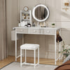 Dressing Table Vanity Set with Dimmable LED Light Mirror Socket Stool 3 Drawers