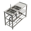120cm Commercial Sink Kitchen Stainless Steel 2.0 Bowl Catering Drainer Unit+Tap