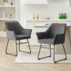 2PC Grey Dining Chair Velvet Padded Seat Dining Room Kitchen Chair Modern
