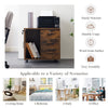 Brown Office Filing Cabinet Mobile Printer Stand File Drawers Wheels Wooden