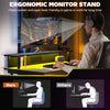 Gaming Desk with LED Lights and Power Outlets, Z Shaped Computer Desk, Black