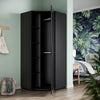 Modern Corner High Gloss Mirrored Black Wardrobe Door with Hanging Rail Shelves
