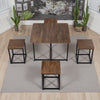 Industrial Table and 4 Stools Rustic Brown Kitchen Breakfast Dining Set of 5