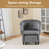 Upholstered Velvet Barrel Chair and Ottoman Set Modern Accent Armchair