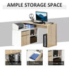 L-Shape Computer Table Wooden Office Work Desk Drawer Cabinet Dorm Natural/White