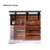 Retro Sliding Barn Door Sideboard with 2-Tier Shelves Storage Cabinet Kitchen