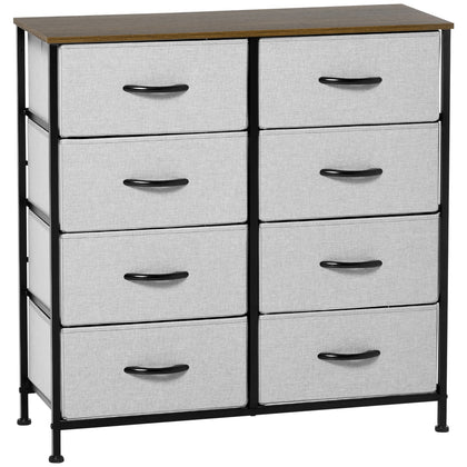 8 Drawer Fabric Chest of Drawers w/ Wooden Top for Hallway Grey