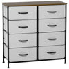 8 Drawer Fabric Chest of Drawers w/ Wooden Top for Hallway Grey
