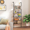 6-Tier Ladder Shelf Wall Mounted Bookshelf with Metal Frame