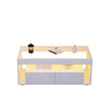 High Gloss Coffee Table Centre Table With LED Light Open Storage Glass Tabletop