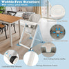 Foldable Baby High Chair Feeding Sleep Playing Chair w/Wheel-Dark Grey