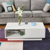 Modern Coffee Table with Storage Drawer Shelf Tea Table LED Light Livingroom