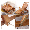 Bamboo Sun Lounger Garden Chair Bed Folding Outdoor Patio Recliner With Headrest