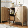 Natural Wooden Storage Cabinet With Doors & Shelves, Small Buffet Sideboard