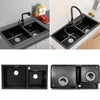 Top mount Kitchen Sink Quartz Washing Bowl Basin Prep Hole Strainer Drainer Unit