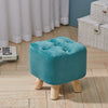 Small Linen Fabric Padded Footstool Footrest Pouffe Wooden Leg StoolHall Chair
