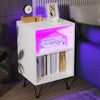 LED Bedside Table White Drawer Cabinet Side End Table Nightstand Storage Guchrwm