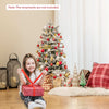 COSTWAY 100 CM Pre-Lit Artificial Christmas Tree Snow Flocked Potted Xmas Tree