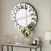 Round Wall Mirror Bevelled Decorative 3D Mirrored Glass Sunburst Vanity Mirror