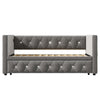 DAYBED VELVET UPHOLSTERED BED SINGLE BED GUEST BED SOFA BED WITH TRUNDLE GREY