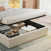 4ft6 Double Ottoman Storage Bed with Cloud Shaped Upholstered Headboard, Beige